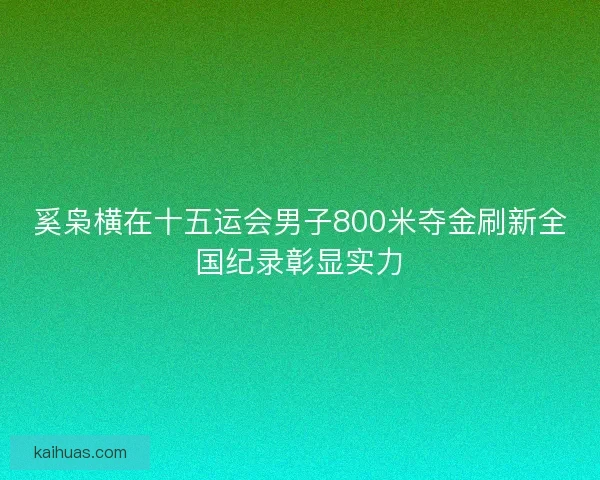 奚枭横在十五运会男子800米夺金刷新全国纪录彰显实力