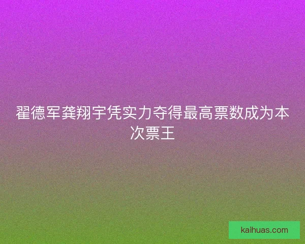 翟德军龚翔宇凭实力夺得最高票数成为本次票王