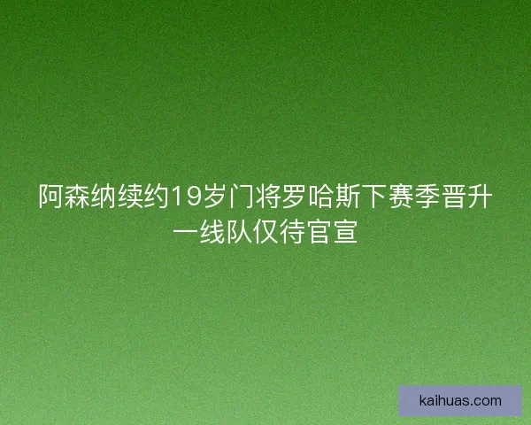阿森纳续约19岁门将罗哈斯下赛季晋升一线队仅待官宣 阿森纳续约19岁门将罗哈斯下赛季晋升一线队仅待官宣